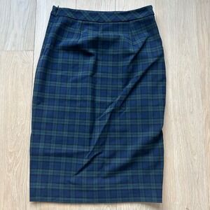 Banana Republic Womens Black Watch Plaid Pencil Skirt Navy Green Tartan Size 0